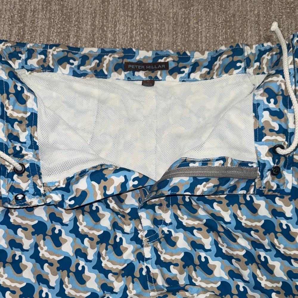 Peter Millar Mens Size XL Blue Sea Camo Mesh Swim Hybrid Trunks Performance - Picture 6 of 10